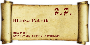 Hlinka Patrik névjegykártya